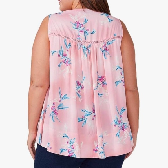 Lane Bryant Floral Pink Sleeveless Top l SIZE 28 - Picture 3 of 8